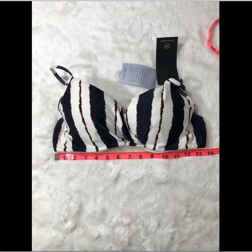 NWD‎ VIX Isla Seve Striped Underwire Bikini top SZ D Cup